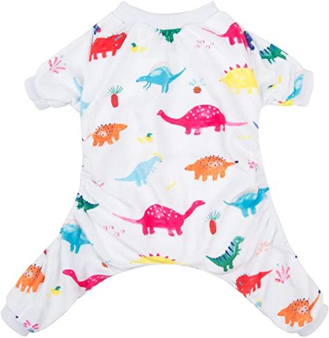 Amazon.com : CuteBone Dinosaur Dog Pajamas Adorable Puppy Clothes Jumpsuit Pjs Pet Apparel Soft Fleece Cat Coat, XS P01XS : Pet Supplies Puppy Pajamas, Puppies In Pajamas, Dog Pjs, Pajamas Cute, Small Sized Dogs, Potty Time, Clothes Shirt, Halloween Pajamas, Adorable Puppy