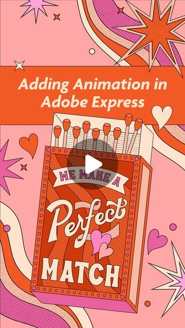 Jess Miller on Instagram: "#AD ✨ I partnered with @AdobeExpress to show you how easy it is to add animation to your art! After drawing my valentine in Adobe Illustrator, I simply drag and drop the native Illustrator file directly into Adobe Express. Within Express, I add simple animation to each element, adjusting the speed, intensity, and direction. I use the slider tool to vary the timing. For this piece I used the “tumble in” animation for the matchbox, and the “drop in” animation for the matches! I took it a step further and even added royalty free music and voice over to fit the vibe of my video! There you go, Adobe Express is a perfect match to any creative professional! Give it a try for yourself and let me know what you think! (link in bio) ✨ 🏷️ #adobeillustrator #adobepartne Easy Illustration Art Adobe Illustrator, Simple Animation, Adobe Animate, Adobe Express, Romantic Colors, Royalty Free Music, Sweet Messages, The Vibe, My Valentine