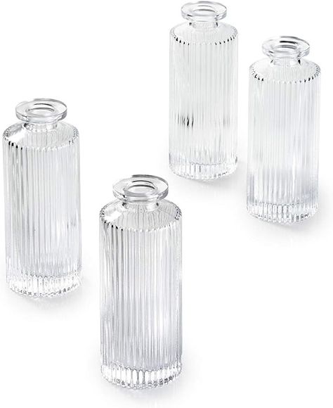 Serene Spaces Living Set of 4 Clear Pleated Bud Vase, Vases for Centerpieces for Home Decor, Events, Weddings, Parties, Measures 5.25" Tall and 2" Diameter : Amazon.ca: Home Vases For Centerpieces, Modern Centerpieces, Small Glass Vases, Contemporary Vases, Elegant Vases, Vases For Sale, Vase Centerpieces, Table Vases, Vase Set