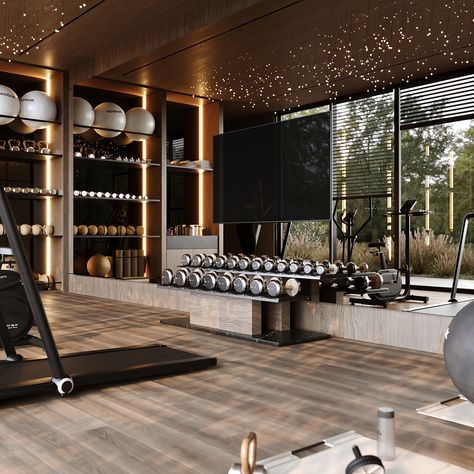 HOME GYM | QATAR :: Behance Home Gym Interior, Bukit Tunku, Home Gym Design Luxury, Commercial Gym Design, Luxury Home Gym, Luxury Gym, Gym Interior, Living Hall, Home Gym Design