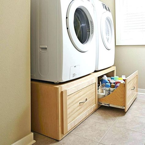 Washer Dryer Stand, Washer And Dryer Stand, Washer And Dryer Pedestal, Woodworking Plans Patterns, Popular Woodworking Projects, Dryer Stand, Wood Magazine, Cool Wood Projects, Learn Woodworking