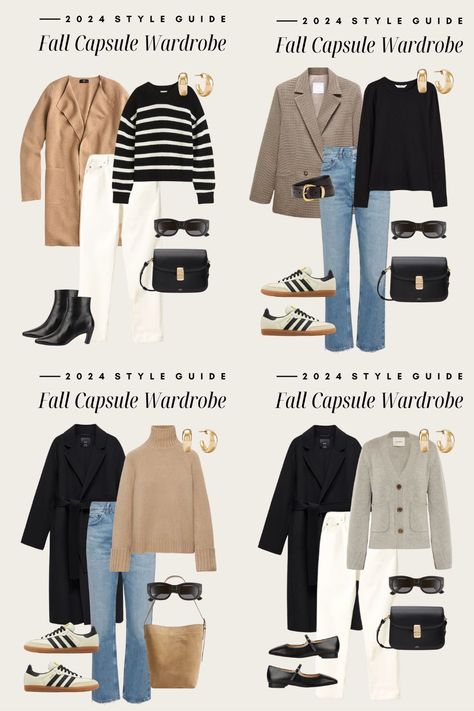 The Essential 2024 Fall Capsule Wardrobe + Cute Fall Outfit Ideas. Build the perfect neutral fall capsule wardrobe for 2024 using our fall style guide! We’ve got all the essentials for a chic and effortless fall look, along with 20+ cute and casual fall outfits for women. A capsule wardrobe makes it easy to create a stylish look with endless every day and autumn outfit choices. Click through for the full neutral fall fashion guide. Autumn Fashion Capsule, Monotone Fall Outfits, Autumn Outfits In Europe Women, Casual Day Outfits Autumn, Neutral Fall Style, How To Build A Neutral Wardrobe, Outfit Ideas Italy Winter, Women’s Fall Wardrobe Capsule, London Fall Fashion Outfits