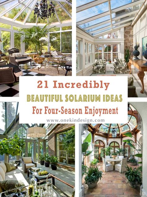 21 Incredibly Beautiful Solarium Ideas For Four-Season Enjoyment Sunroom Garden Ideas, Solarium 4 Season, Solarium Design Ideas, Solarium House Plans, Greenhouse Room Ideas, Sunroom 4 Season, Sunroom And Patio Addition, Plant Conservatory Ideas, Solarium Addition To House