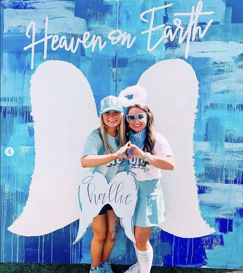 Heaven On Earth Bid Day, Angel Bid Day Theme, Match Made In Heaven Bid Day, Angel Bid Day, Match Made In Heaven Big Little, Kappa Delta Chi, Sorority Themes, Recruitment Themes, Tri Delt