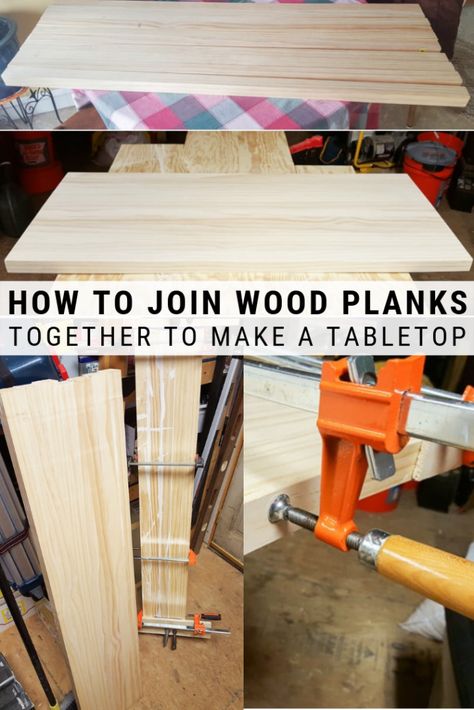 Learn seven handy tips for how to join wood planks together for a tabletop. I promise they'll make the process much easier and frustration-free. How To Make A Wood Table Top, Joining Wood Together, Making A Table Top Wood, Joining Boards For A Table Top, How To Join Wood Boards Together, How To Make A Table Top, Wood Joinery Table, Wood Techniques, Diy Wooden Table