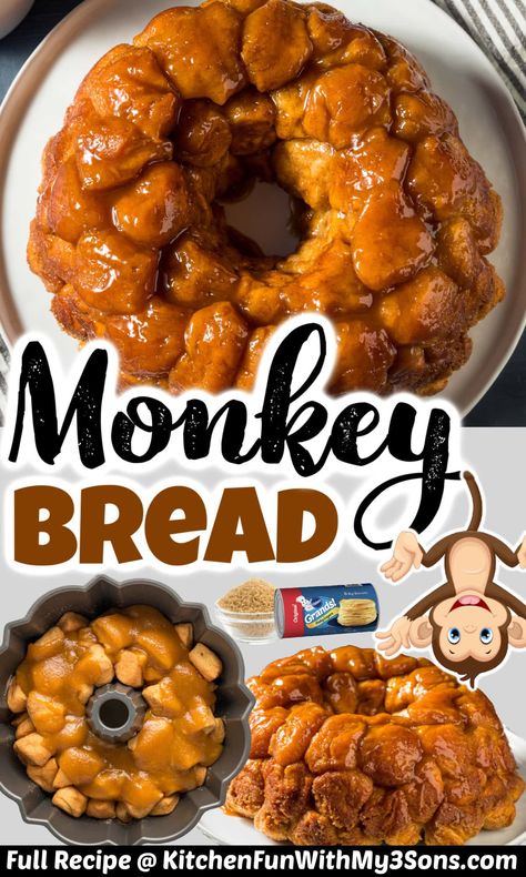 This Easy Monkey Bread Recipe is made with canned biscuits coated in cinnamon sugar. Quick and easy to prepare, you can enjoy these warm in just over an hour. Monkey Bread With Frozen Dinner Rolls, Cabin Cafe, Rhodes Rolls Recipes, Grand Biscuit Recipes, Biscuit Monkey Bread, Pumpkin Monkey Bread, Homemade Monkey Bread, Monkey Bread Recipe Easy, Cinnamon Monkey Bread