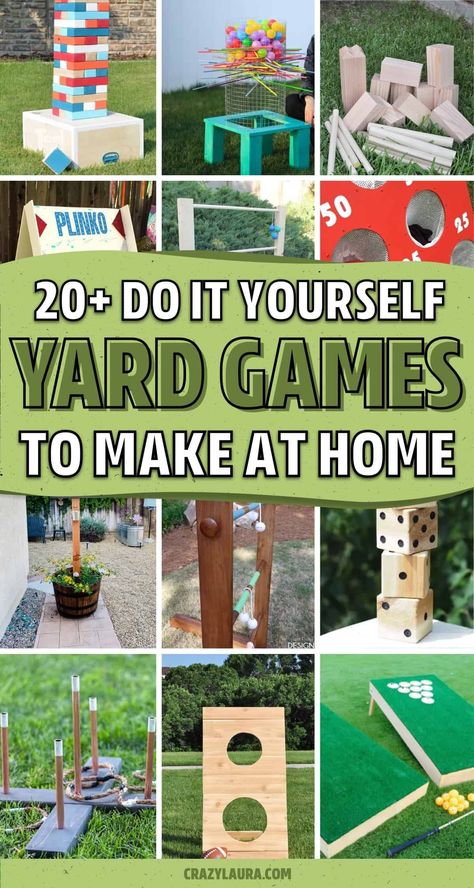 Outdoor Family Games Diy, Diy Backyard Games For Kids, Wooden Outdoor Games Diy, Diy Wood Projects Outdoor Yard Games, Homemade Garden Games, Diy Giant Backyard Games, Wooden Backyard Games Diy, Giant Lawn Games Diy, Wood Outdoor Games