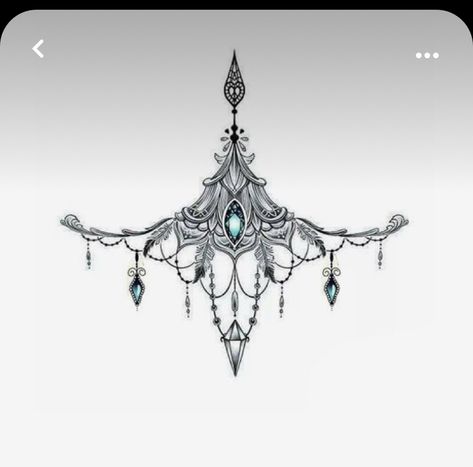 Bat Chandelier Tattoo, Sternum Jewel Tattoo, Witchy Underboob Tattoo, Sternum Tats, Witchy Chest Tattoo, Witchy Sternum Tattoo, Sternum Piece, Tattoo Lily, Mandala Sternum Tattoo