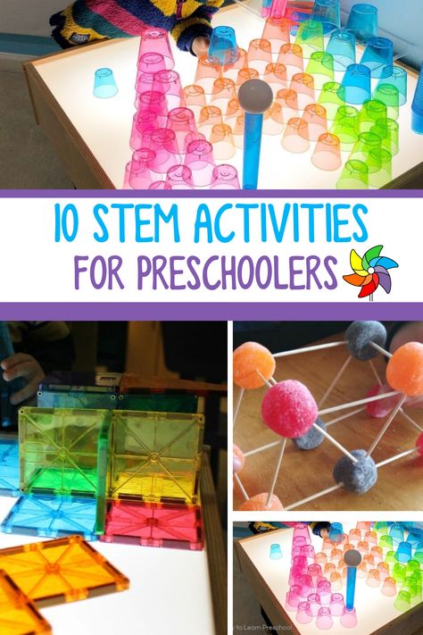 Are you looking for more ways to add STEM activities into your preschool classroom? In this post, I am sharing 10 must-try STEM challenges for preschoolers. These hands-on activities foster students' creativity and curiosity. Students get to create and experiment. They get to become engineers and learn about the scientific process. You can use these preschool activities all year long. Stem Books For Preschoolers, Stem Activities For Preschoolers, Preschool Stem Activities, Storybook Village, Preschool Steam, Toddler Stem, Stem Activities Preschool, Stem Club, Kindergarten Stem