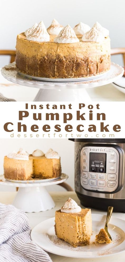 Instant Pot Cheesecake Recipes, Instant Pot Cheesecake, Instant Pot Pumpkin, Pumpkin Swirl Cheesecake, Pumpkin Spice Cheesecake, Pumpkin Cheesecake Recipes, Pumpkin Recipe, Dessert For Two, Cheesecake Desserts