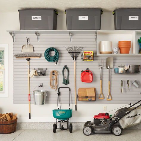 Say goodbye to clutter and hello to efficiency! 🚀 With Inspired Closets Kansas City, discover the art of maximizing your garage with Slatwall installations, making hanging and storing your tools a breeze. Garage Storage Slat Wall, Garage Camping Storage, Garage Slat Wall Ideas, Garage Slat Wall Organization, Garage Slat Wall, Slatwall Garage, Inspired Closets, Beautiful Garage, Garage Inspiration