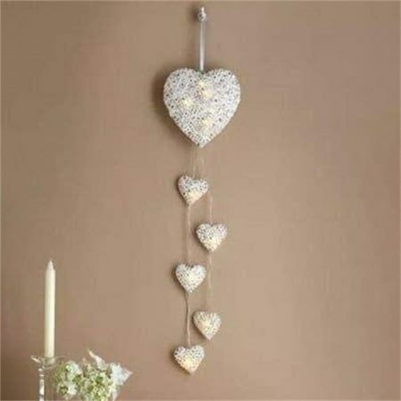 Heart String Lights, Wicker Heart, Surprise Your Girlfriend, Heart Wall Decal, Front Door Christmas Decorations, Led Decoration, Heart Shaped Valentines, Girlfriend Christmas, Wicker Hearts