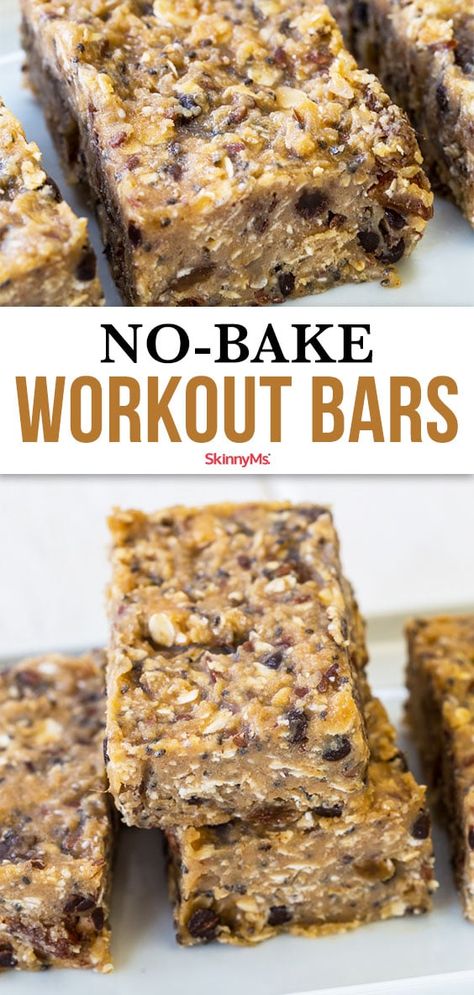 This simple, no-bake workout bar recipe includes fiber-rich complex carbohydrates, such as oats and raisins, combined with protein powder and peanut butter. #nobake #healthysnack Protein Bars Homemade Healthy No Bake, Date Protein Bars Healthy, No Bake Oatmeal Protein Bars, Protein Bar Recipes Oats, Healthy No Bake Protein Bars, No Bake High Protein Bars, Coconut And Chocolate Peanut Butter Protein Bars, No Bake Protein Bars With Protein Powder, Protein Date Bar