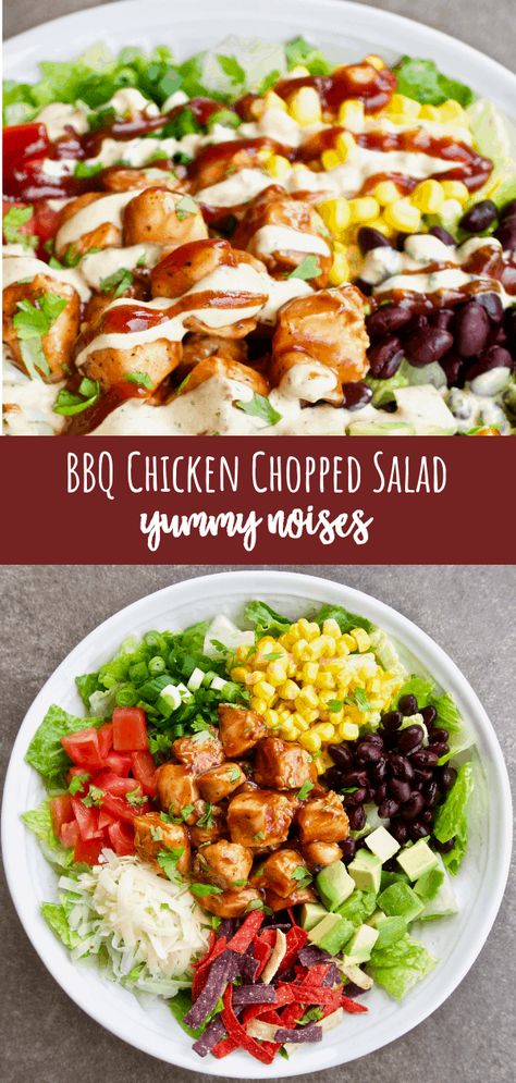 Bbq Chicken Chopped Salad, Salad Combinations, Chicken Black Beans, Southwest Salad, Black Beans Corn, Chipotle Ranch, Bbq Salads, Ranch Salad, Chopped Salad Recipes