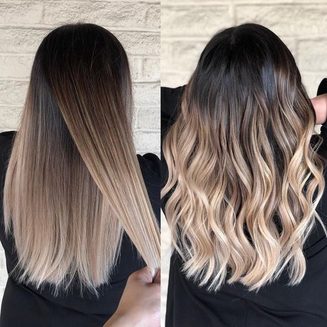 Blended Ombre Blonde, Fall Balayage Blonde Straight Hair, Brown Hair Blonde Ends Ombre, Ombre Blonde Straight Hair, Dimensional Ombre Hair, Ambray Hair Color Ombre, Brown Blonde Ombre Balayage, Ombre Dark Roots Blonde Ends, Brown And Blonde Baylage