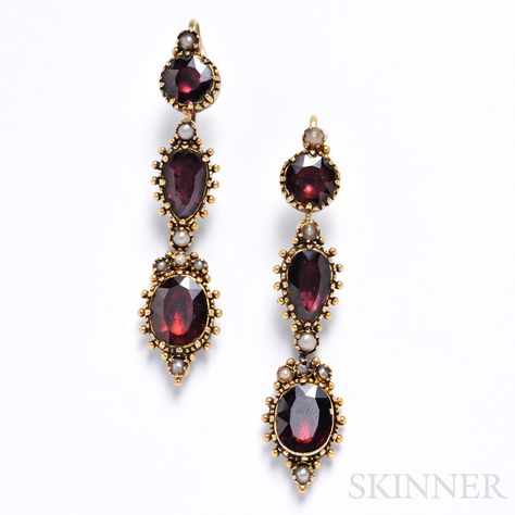 Gold and Garnet Earpendants Make Jewelry For Beginners, Jewelry For Beginners, Dragon Accessories, Dr House, Make Jewelry, Garnet Jewelry, Epilator, Garnet Earrings, Antique Jewellery