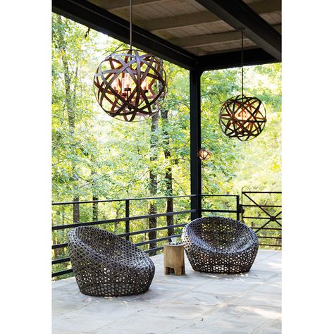 Spring Porch Decor, Outdoor Chandelier, Outdoor Dining Spaces, Cement Planters, House With Porch, Hinkley Lighting, Outdoor Pendant, Patio Lighting, Solar Lights Garden