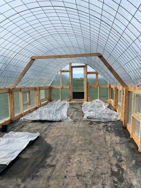 Wind Screen Ideas, Greenhouse For Trees, Forest House Modern, Greenhouse Layout, Dream Greenhouse, Greenhouse Farming, Hoop House, Solar Greenhouse, Cattle Panels