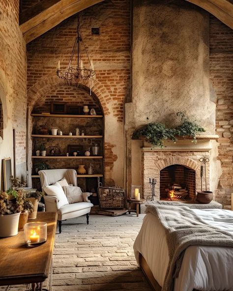 Brick Bedroom, Interior Design Per La Casa, Brick Walls, Design Del Prodotto, House Inspo, Dream Home Design, Home Fashion, House Inspiration, My Dream Home