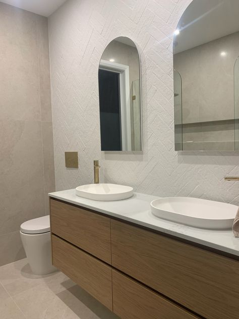 Double herringbone and sand coloured large format tiles is the dream Sand Colour Tiles Bathroom, Sand Colour Bathroom, Herringbone Bathroom, Double Herringbone, Large Format Tiles, Colorful Bathroom Tile, Master Ensuite, Tiles Bathroom, Coastal Contemporary