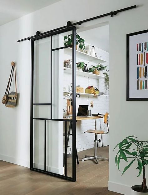 Pintu Sliding, Loft Office, Interior Design Per La Casa, Bedroom Door Design, Glass Doors Interior, Door Design Modern, Design Del Prodotto, 인테리어 디자인, Door Design