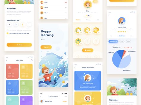 A kids' learning app3 education app education character charachter design boy data cartoon girl work ui design illustration Lms Design, Kids Learning App, Kids App Design, Dashboard App, Web Design User Interface, Ui Design Mobile, Event App, Girls Work, Wireframe Design