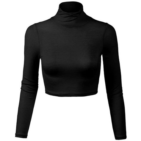 Kogmo Women's Lightweight Fitted Long Sleeve Turtleneck Crop Top with... ($14) ❤ liked on Polyvore featuring tops, stretchy crop top, long sleeve turtleneck, turtleneck tops, fitted crop top and turtle neck tops Turtle Neck Crop Top Long Sleeve, Black Turtleneck Women, Turtleneck Crop Top Outfit, Black Turtle Neck Crop Top, Black Crop Long Sleeve, Evil Fairy, Turtleneck Crop Top, Turtle Neck Shirt, Stretch Tops