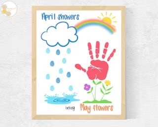 HandprintHive - Etsy April Preschool, Handprint Keepsake, Fingerprint Crafts, Craft For Toddlers, April Crafts, April Showers Bring May Flowers, Toddler Arts And Crafts, Spring Preschool, Handprint Craft