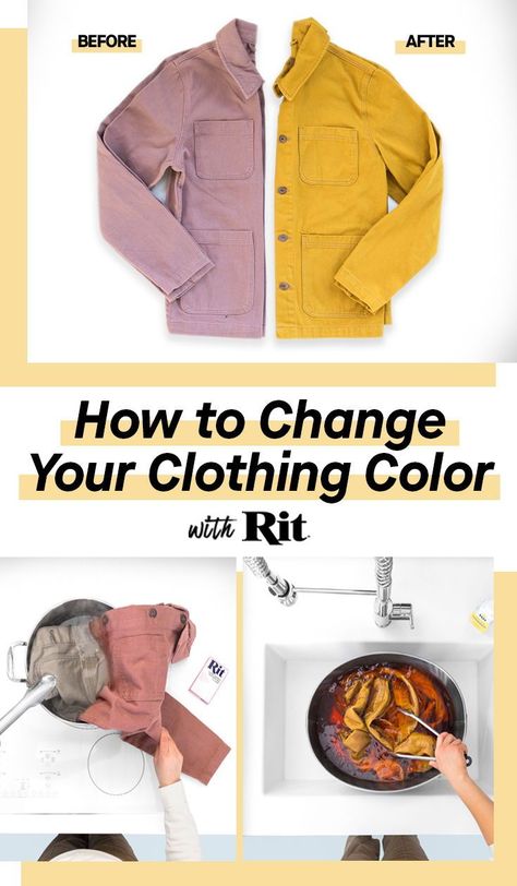 Rit Dye Tutorial, How To Dye Clothes, Dyeing Clothes, Clothes Dye, Dye Clothes, Dyeing Fabric, Rit Dye, Diy Clothing, Yellow Fabric