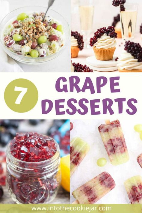 Delicious grape dessert recipes Grape Baking Recipes, Grape Desserts, Grape Dessert Recipes, Grape Dessert, Grape Recipes, Desserts Menu, Green Grapes, Fruit Desserts, Ingredients Recipes