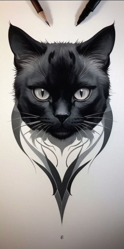 Cristal Ball, Simple Cat Tattoo, Black Cat Tattoo, Line Art Simple, Tattoo Over Scar, Cat Tattoo Design, Cat Tattoo Ideas, Black Kitties, Black Cat Tattoos