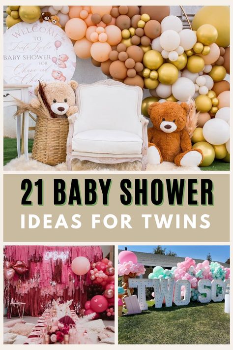 Whether you’re in the planning stages for a loved one, or you’re having a go at organising your own baby shower, we’ve put together some of the best and most unique baby shower ideas for twins that we think you will love! Twin Shower Favors, Twin Boys Baby Shower Themes, Dual Baby Shower Ideas, Twin Girl Shower Ideas, Twin Baby Sprinkle Ideas, Boy Girl Twin Baby Shower Ideas, Baby Shower For Twins Boy And Girl, Twin Girl Baby Shower Ideas Theme, Twin Boy And Girl Baby Shower Ideas