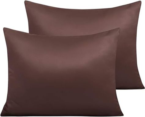 Satin Pillowcase for Hair and Skin Silk Pillow Case 2 Pack, Standar, Queen, and King Size, Slip Cooling Set of 2 with Envelope Enclosure (Chocolate, King (U.S. Standard)) Satin Pillow, Satin Pillowcase, Deep Wrinkles, Yellow Pattern, Frizz Free, Silk Pillowcase, Hair Skin, Pillow Case, For Hair