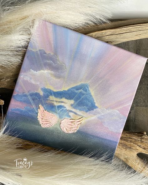 Baby Angel Wing Canvas Angel Baby Painting, Heavenly Art, Angel Baby Art, Memorial Painting, Angel Wings Painting, It Painting, Heaven Painting, Baby Angel Wings, Mixing Paint Colors