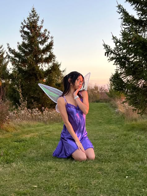 Lavender Fairy Costume, Vidia Costume Fairy, Pixie Hollow Costumes, Modest Fairy Costume, Halloween Costumes Purple Dress, Pixie Hollow Fairies Costumes, Vidia Fairy Costume, Purple Dress Halloween Costume, Fairy Costume Easy