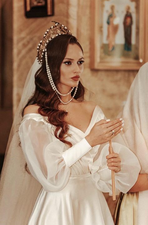 Gvantsa Tsukhishvili #georgianwomen #sakartvelo #georgianpeople #georgians Russian Bride Dresses, Georgian Wedding Dress, Russian Wedding Dress, Georgian Wedding, Georgian Women, Sparkly Bridesmaids, Polish Wedding, Russian Wedding, Orthodox Wedding