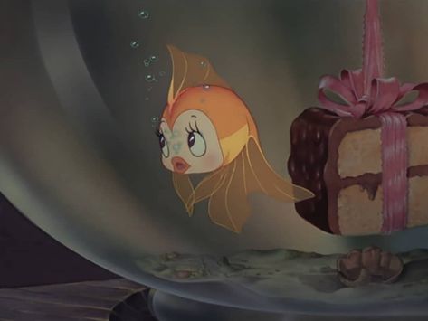 Golden Fish Aesthetic, Pinocchio 1940, Black Smile, Water Illustration, Golden Fish, Computer Wallpaper Desktop Wallpapers, Disney Concept Art, Old Disney, Disney Aesthetic