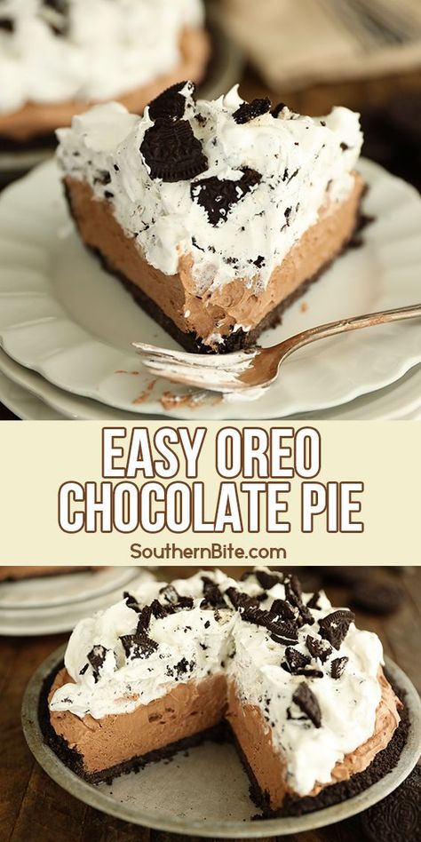 Oreo Chocolate Cream Pie, Chocolate Pudding Oreo Dessert, Frozen Pudding Pie, Easy Fast Chocolate Desserts, Freezer Pies Recipes, Easy Pie Recipes 4 Ingredients, Chocolate Cool Whip Pie, Chocolate Pie Recipe Easy, Oreo Chocolate Pie