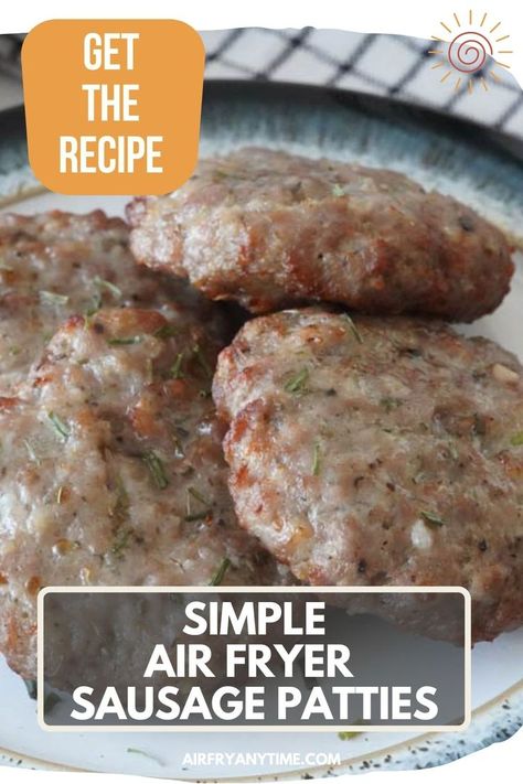 Sausage patties on a plate Sausage Patty Recipes Dinner, Airfry Hashbrown Patties, Sausage Patty Air Fryer, Air Fryer Jimmy Dean Sausage Patties, Homemade Breakfast Sausage Patties, Diy Breakfast Sausage Patties, Sausage Patty, Air Fryer Healthy, Good Foods To Eat