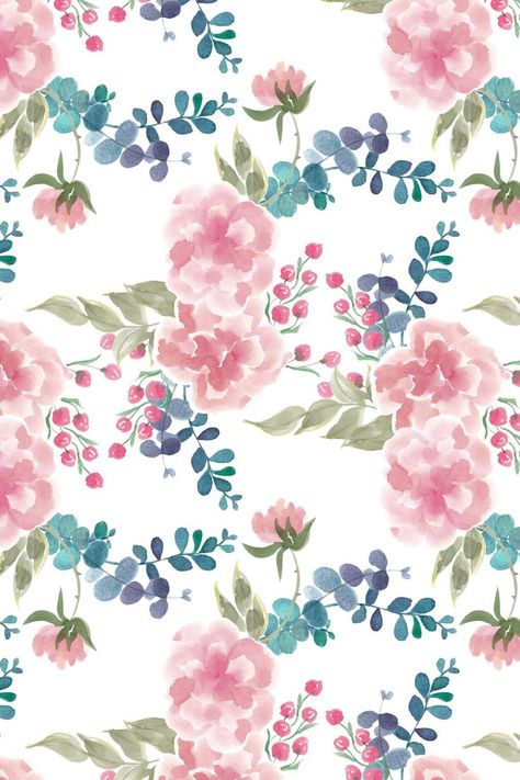 Floral Pattern Watercolor, Digital Flowers Design, Flowers Drawing Watercolor, Water Paint Flowers, Rose Flowers Drawing, Kalam Kari, Water Color Floral, All Over Flower, Spring Flowers Background