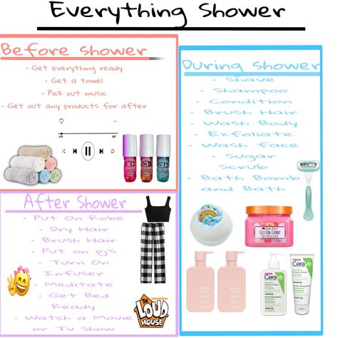 Before/during/and after a shower Correct Shower Order, What To Do Before Showering, What To Do In The Bath, Everything Shower Routine Steps List, Things To Do In The Shower Tips, Everything Shower Checklist, Before Shower Routine, Showering Tips, After Shower Routine