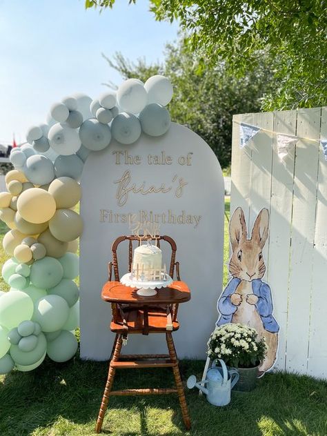 1st Birthday Peter Rabbit, Peter Cottontail Birthday Party, Easter First Birthday Boy, Peter Rabbit First Birthday Party, Peter Rabbit Themed Birthday Party, Petter Rabbit Birthday Party Decor, Peter Rabbit Girl Birthday, Bunny First Birthday Boy, Peter Rabbit 1st Birthday Girl