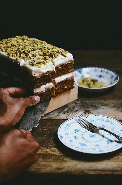 Masala Chai Carrot Cake | A Brown Table Cake Portions, Carrot Spice Cake, Pistachio Cream, Baking Book, Masala Chai, Chai Spice, Brown Table, A Piece Of Cake, Piece Of Cake