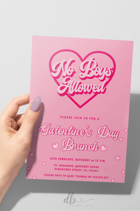 Galentines Day Brunch Invitation, No Boys Allowed Invitation,Girls Night Invite,Valentine Day Invite Valentines Party Invite, Galentines Invite Ideas, Girls Night Invitations, Galentines Invitation, Valentine Party Invitations, Galentine's Party, Valentine Invitations, No Boys Allowed, Girls Brunch