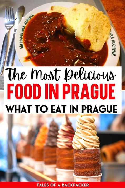 Prague Food Guide & Travel Tips: Click to read all my recommendations for what to eat in Prague and where to eat it, from dumplings and goulash to open sandwiches and Czech beer - here's how to find the best food in Prague! With this Prague food guide you can eat your way through the city, enjoying traditional Czech cuisine in the best local restaurants in Prague Czech Republic. Plan your foodie Prague trip with these tips! Best Places To Eat In Prague, What To Eat In Prague, What To Buy In Prague, Traditional Czech Food, Where To Eat In Prague, Prague Food Guide, Prague Czech Republic Food, Best Restaurants In Prague, Food In Prague