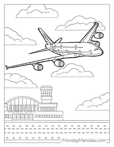 Airplane Coloring Pages Free Printable, Airplane Games For Kids, Plane Printable, Travel Coloring Pages, Airplane Printable, Airplane Sketch, Airplane Games, Airplane Coloring Pages, Kids Travel Activities