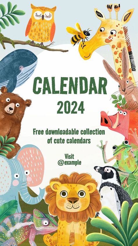 2024 Calendar mobile wallpaper template | premium image by rawpixel.com / Milk Animal Calendar, Mi Wallpaper, Wallpaper Template, Animal Bear, Cute Calendar, Bear Cute, Paper Stuff, 2024 Calendar, Creative Fonts