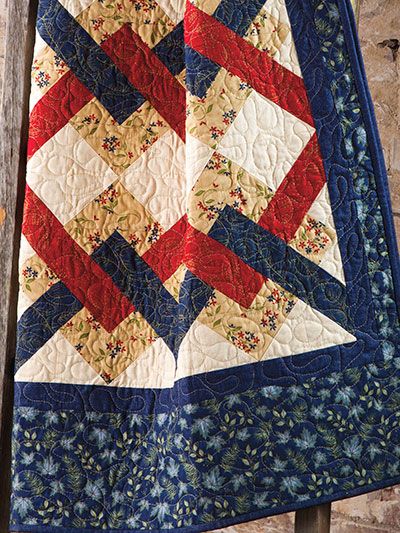 Make some "waves" with this patriotic quilt. Give a gift to honor any serviceman or -woman. This quilt may look difficult, but any confident beginner will love learning how to properly piece each block to create something breathtaking! This pattern was originally published in the autumn 2014 issue of Quilter's World magazine. Finished size is 54" x 64". Skill Level: Easy Quilt Of Valor, Patriotic Quilts, Beginner Quilt Patterns, Lap Quilts, Strip Quilts, Lap Quilt, Blue Quilts, Scrappy Quilts, Quilt Block Patterns