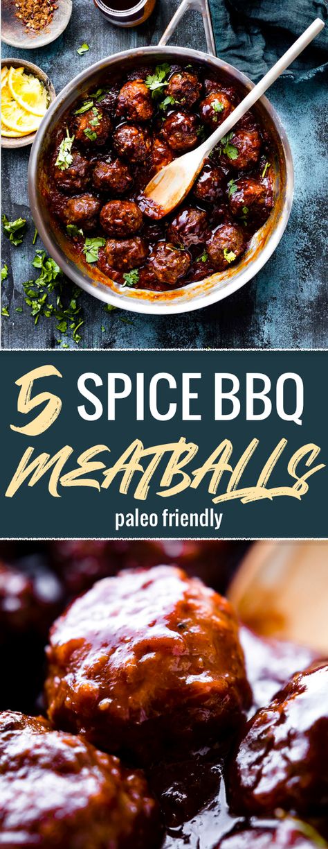 Meatball Appetizer Crockpot, Appetizers Meatballs, Meatballs Paleo, Paleo Pantry, Yummy Nummies, 30 Diet, Bbq Meatballs, 5 Spice, Appetizer Meatballs