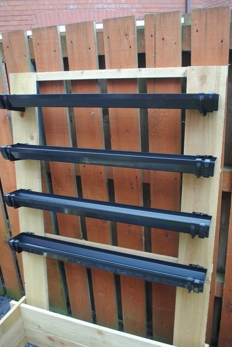 DIY Strawberry Guttering 5 Planter Gardening, Kebun Herbal, Strawberry Planter, Diy Jardin, Gutter Garden, Strawberry Planters, Vertical Vegetable Garden, Vertical Herb Garden, Strawberry Garden